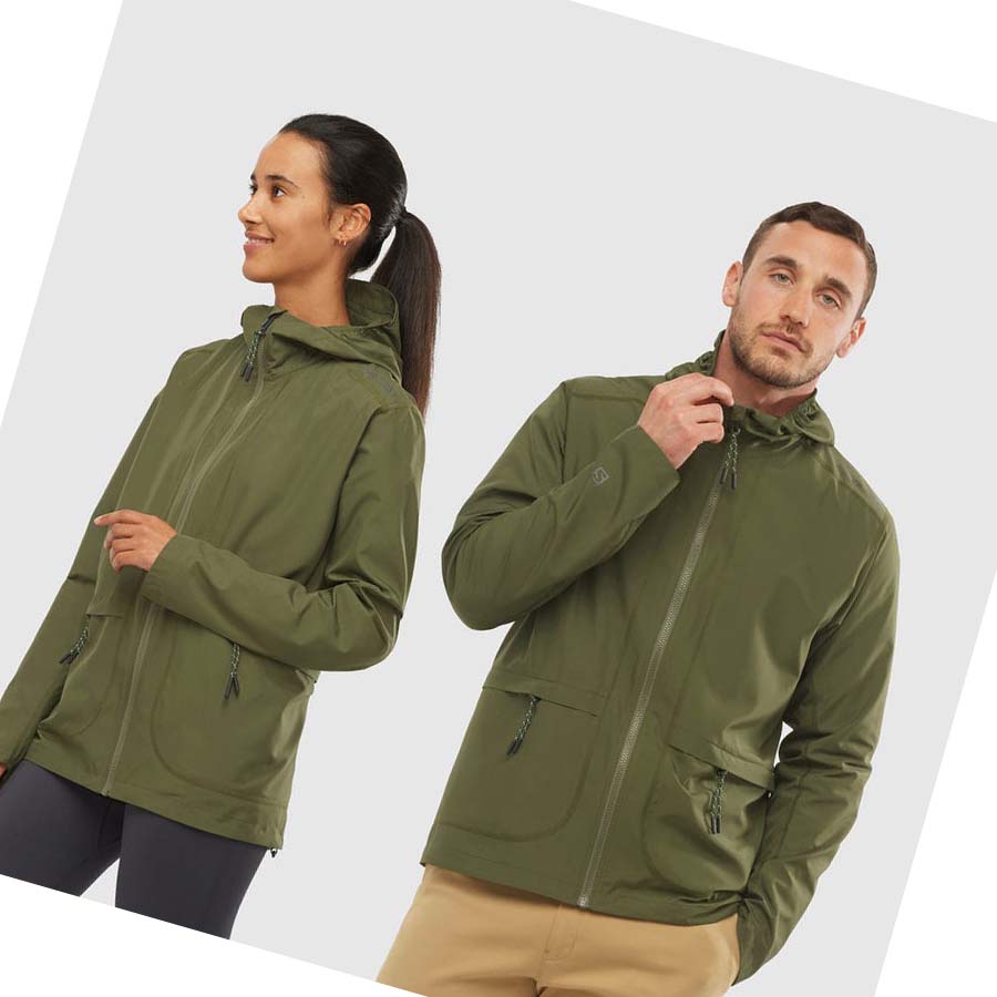 Chaquetas Salomon OUTLIFE PACKABLE SHELL U WINDBREAKERS Mujer Verde Oliva | MX 2469VRW